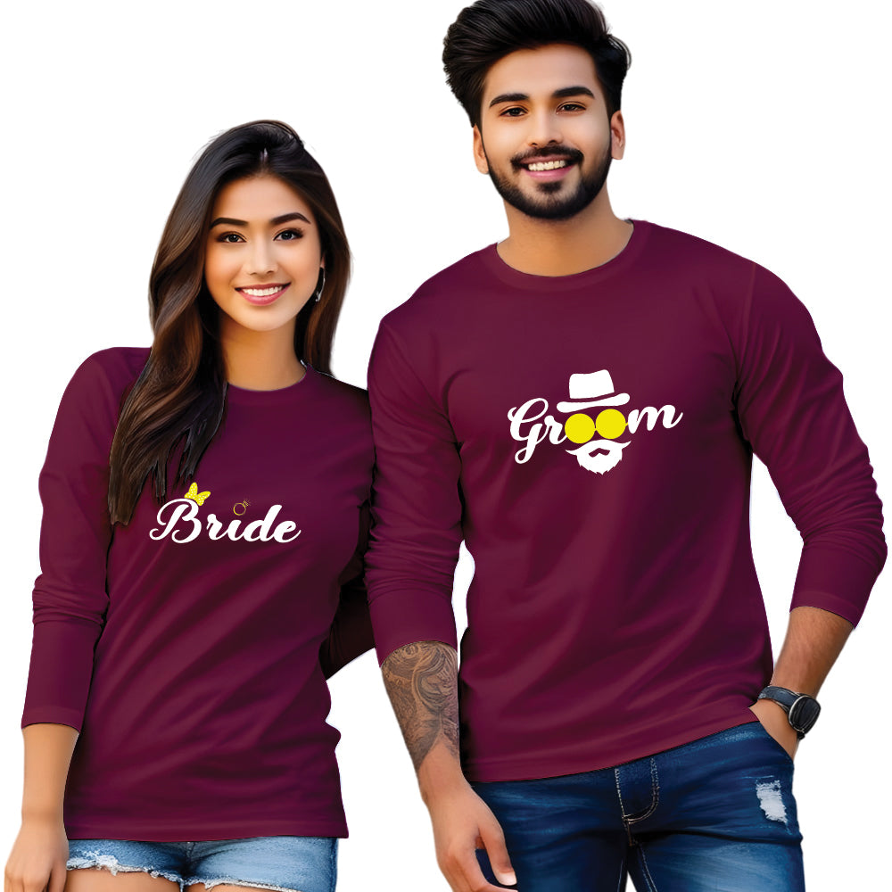 Bride Groom Printed Couple T Shirt