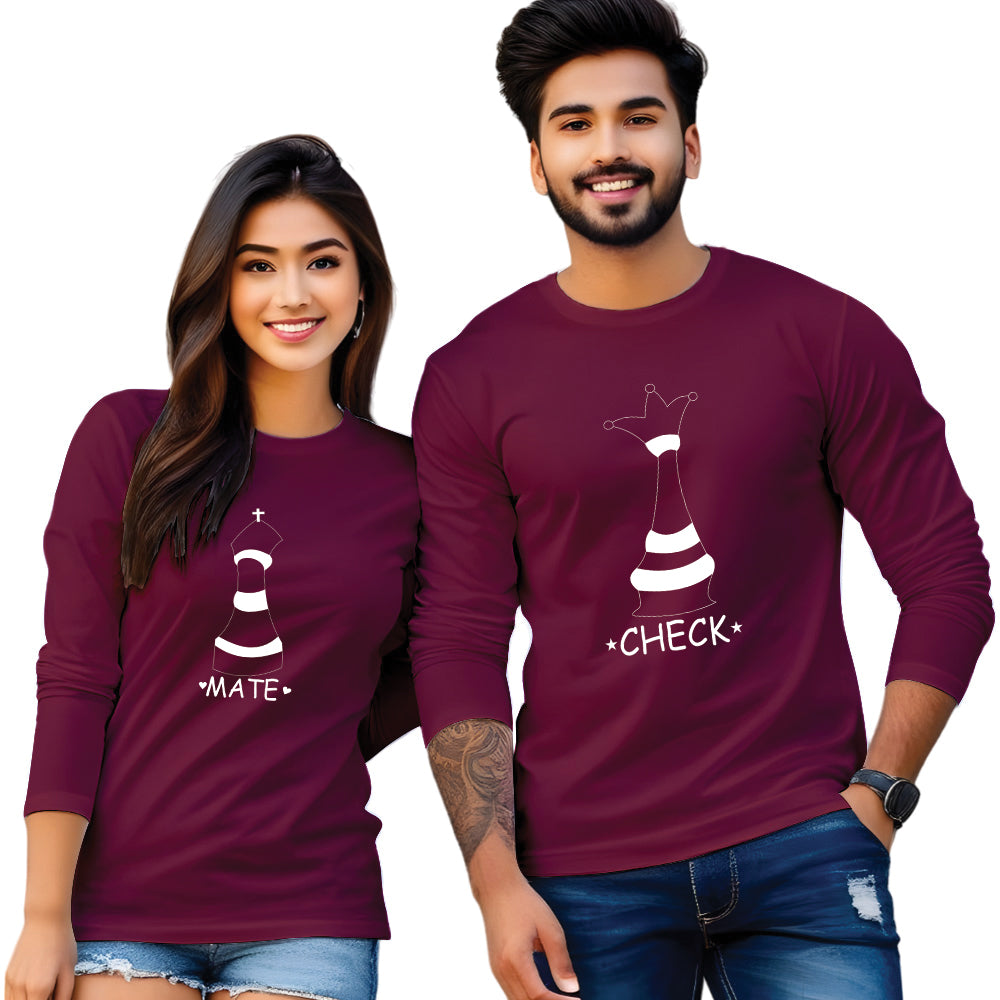 Checkmate Printed Couple T-Shirt