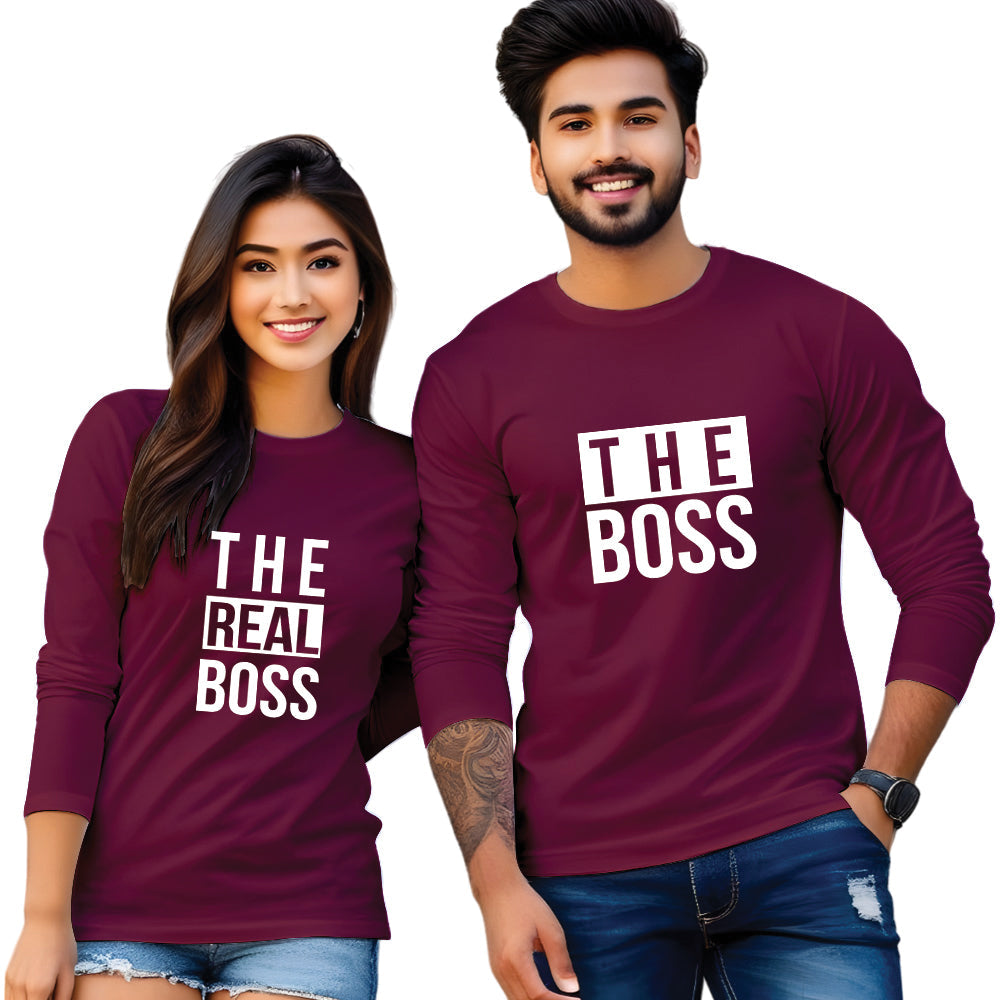 The Real Boss & The Boss full Sleeve Couple T Shirt