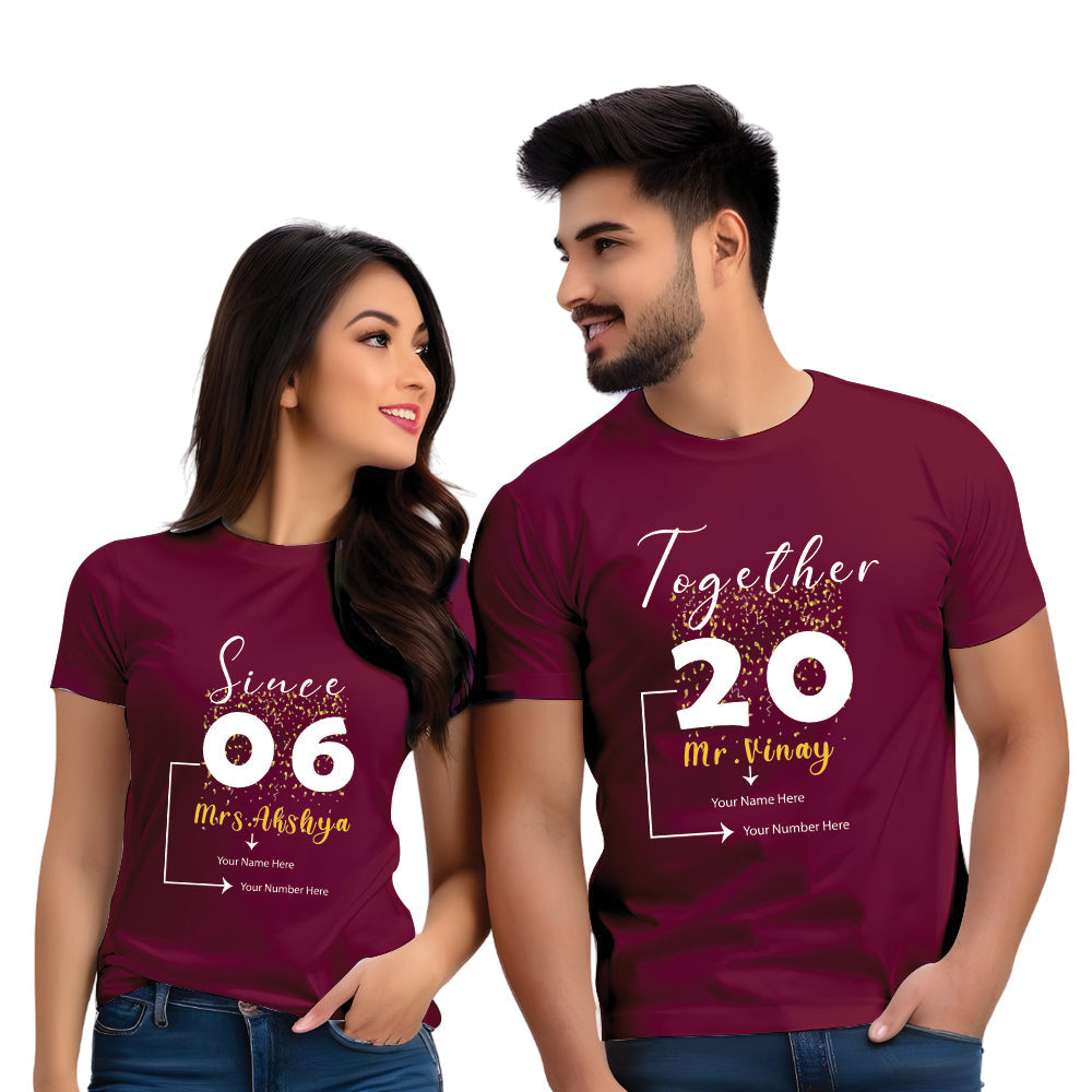 Together Since Print Couple T Shirt