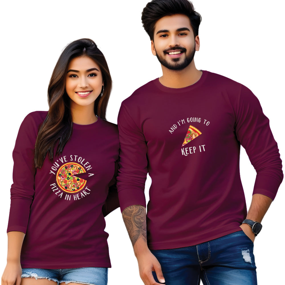 Full Sleeve Couple Printed T Shirt