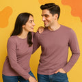 Minimalist Matching Couple Full Sleeve T-Shirts Plum