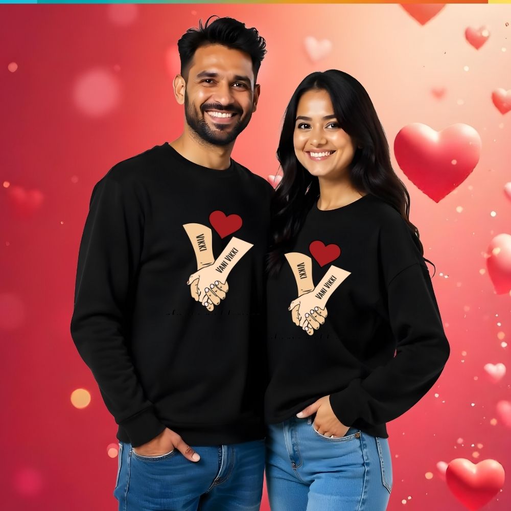 Couple Custom Holding Hands Couple Sweatshirts