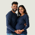 Plain Navy Full Sleeve Maternity Couple T-Shirts