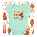Mini Patakha Baby Romper | Cute Festive Diwali Infant Onesie in Mint Green
