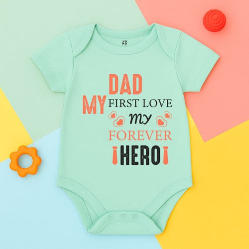 "Dad My First Love" – Baby Romper in Neon Green