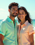 Couple Shirts for Couple - Plain Peach and MintGreen