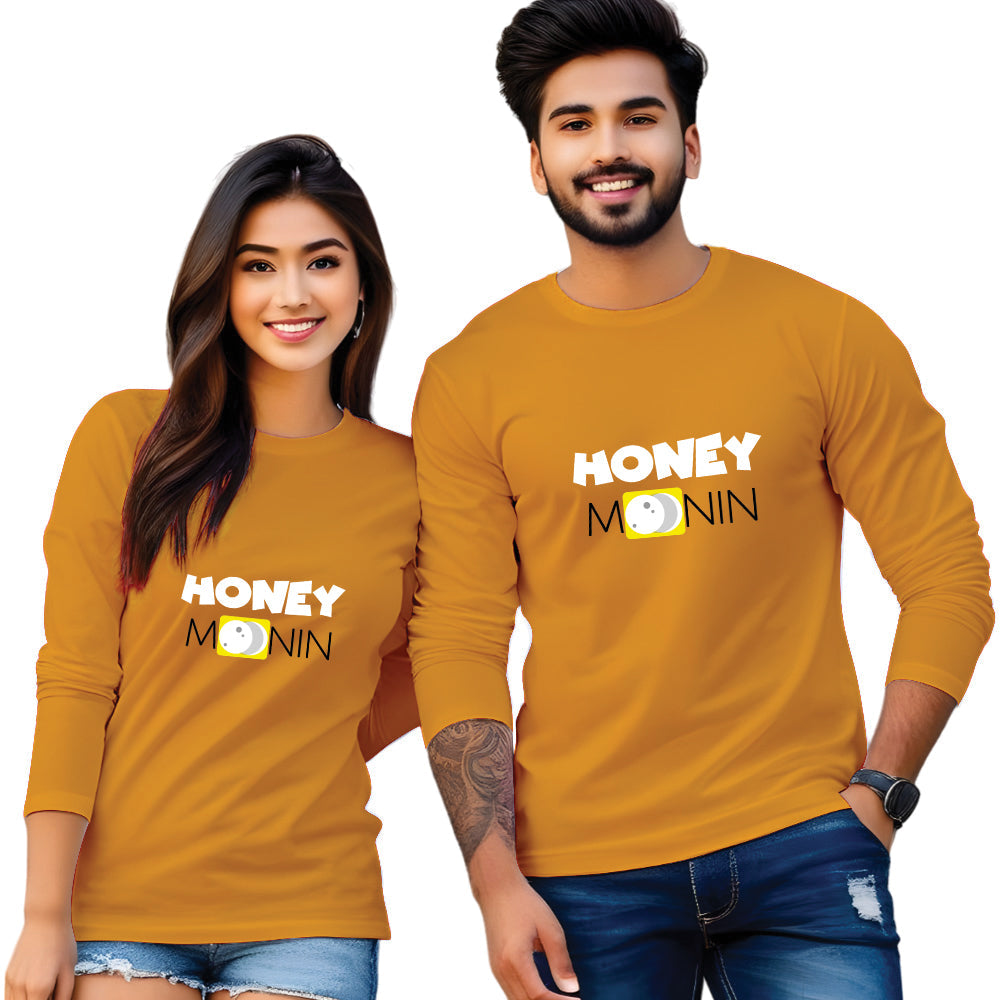 Honey Moon Full Sleeve Couple T Shirt