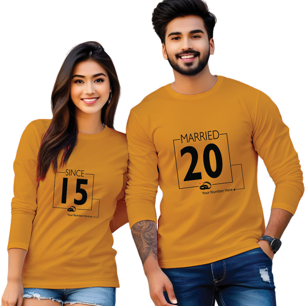 Married 20 & Since 15 Print Full Sleeve Couple T Shirt