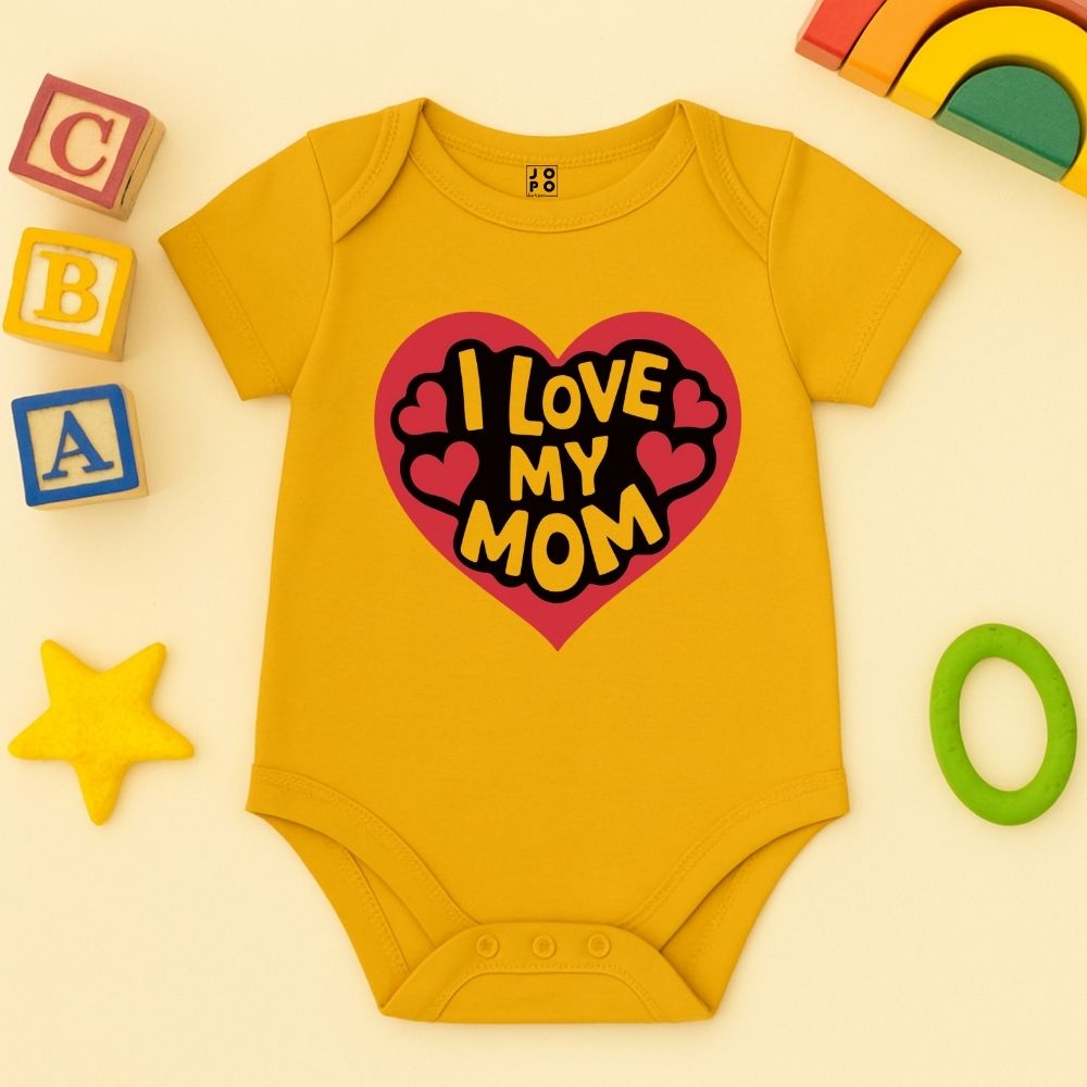 I Love My Mom – Cute Yellow Baby Bodysuit