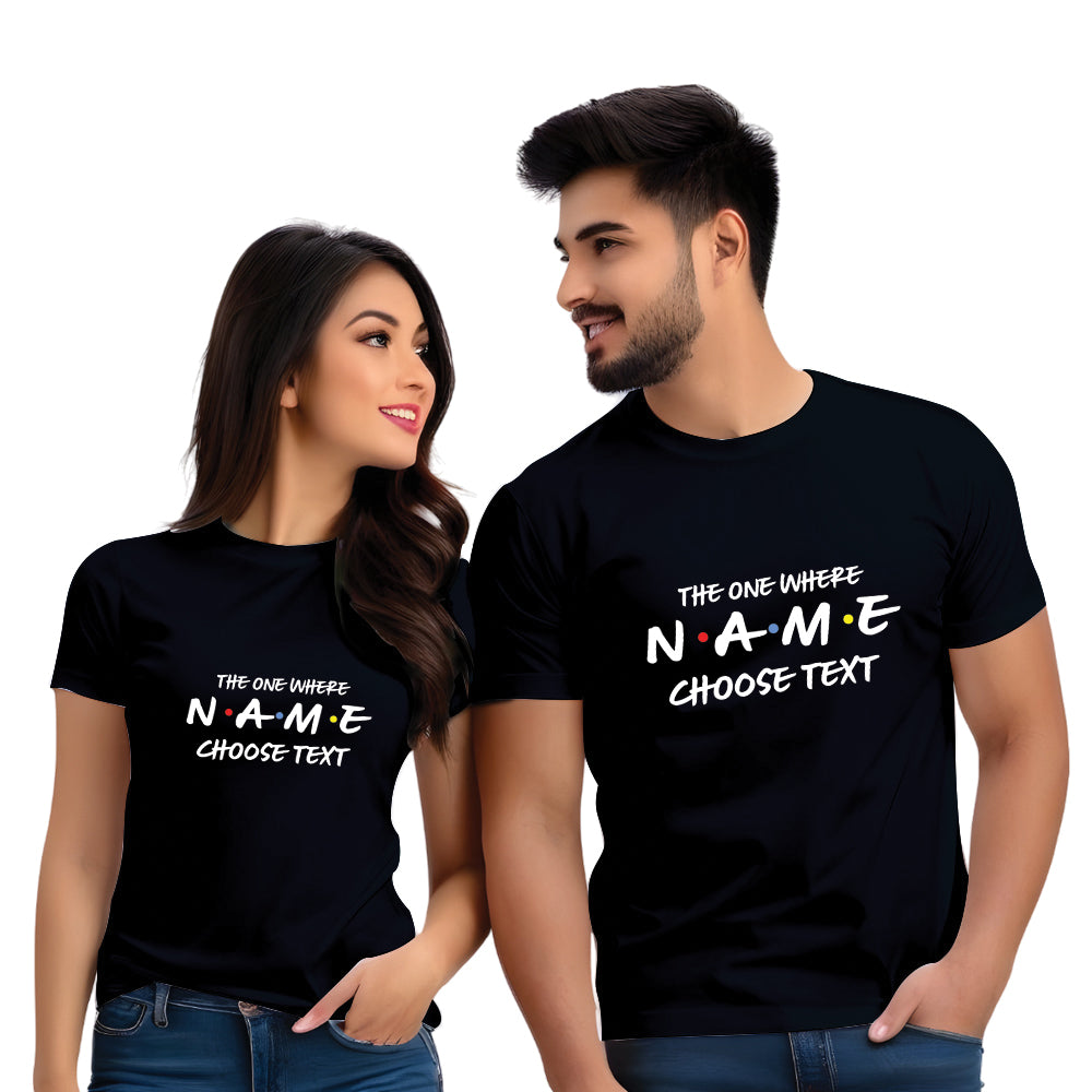One where Name choose Text  print couple T Shirt