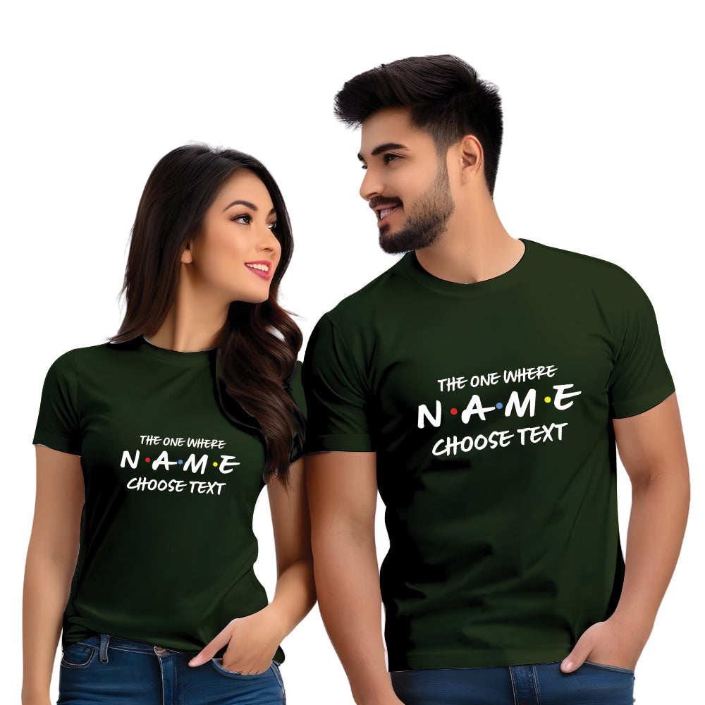 One where Name choose Text  print couple T Shirt