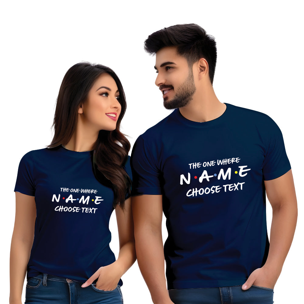 One where Name choose Text  print couple T Shirt