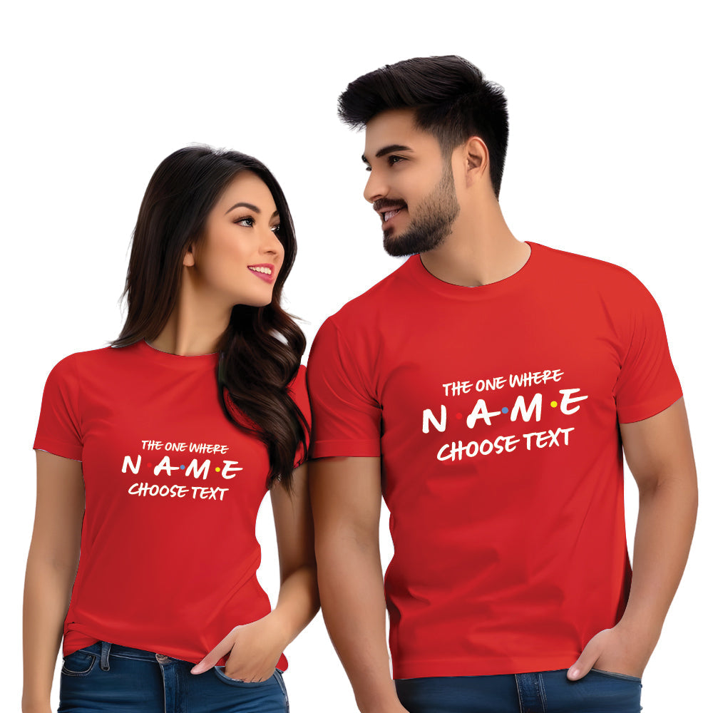 One where Name choose Text  print couple T Shirt