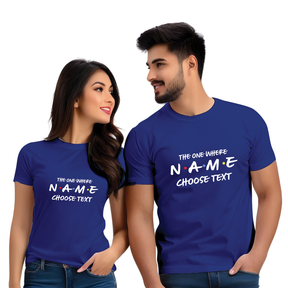 One where Name choose Text  print couple T Shirt