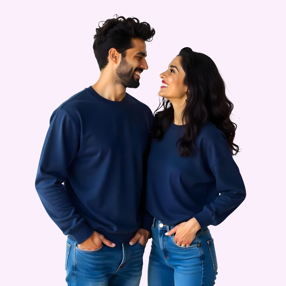 Plain Couple Sweatshirts - NavyBlue