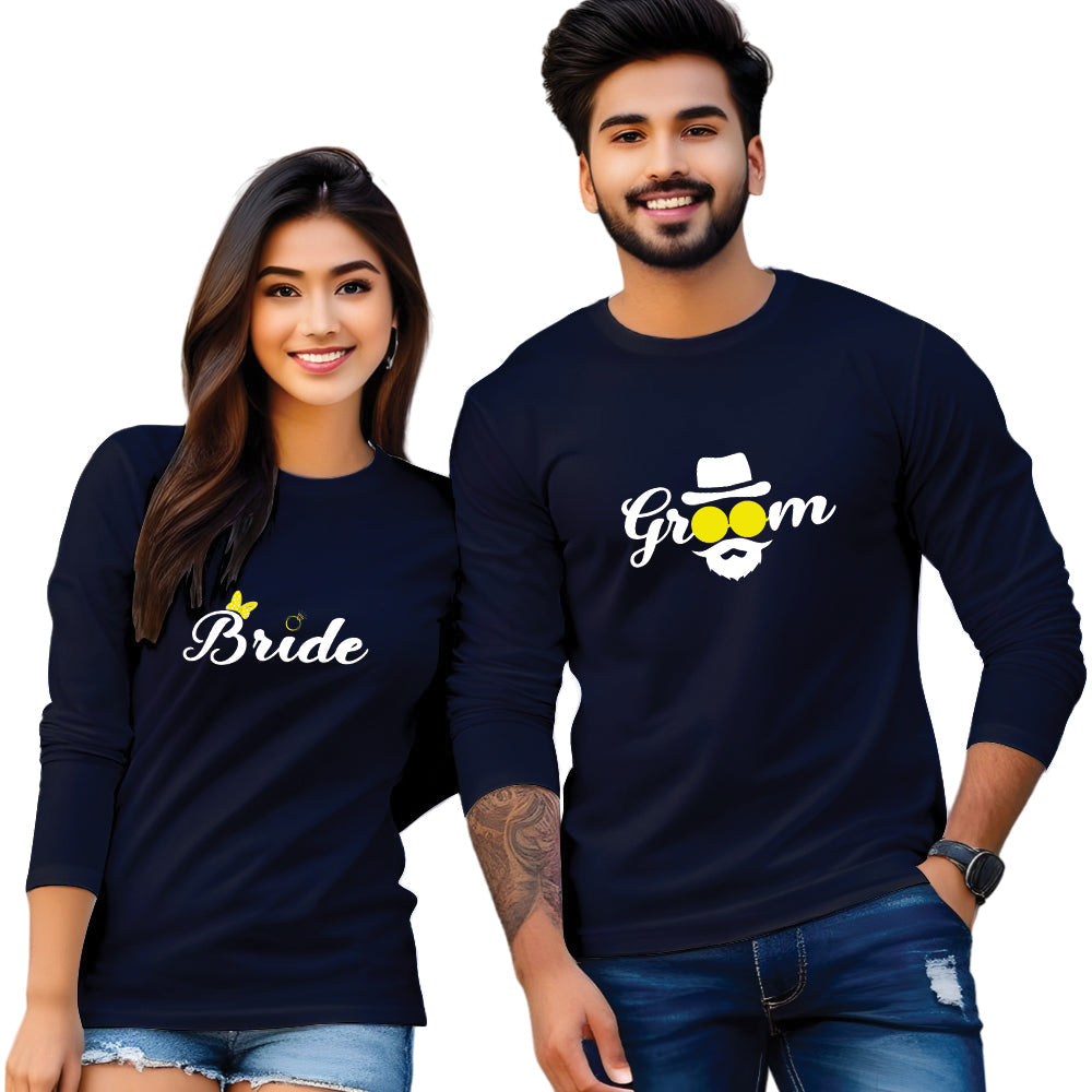 Bride Groom Printed Couple T Shirt