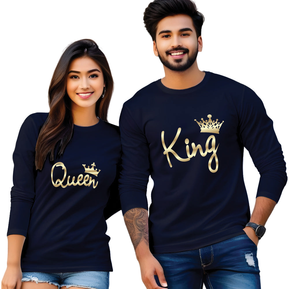 King & Queen Full Sleeve Couple T Shirt