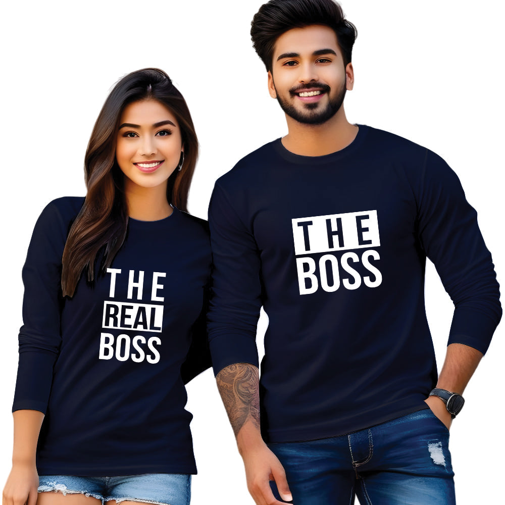 The Real Boss & The Boss full Sleeve Couple T Shirt