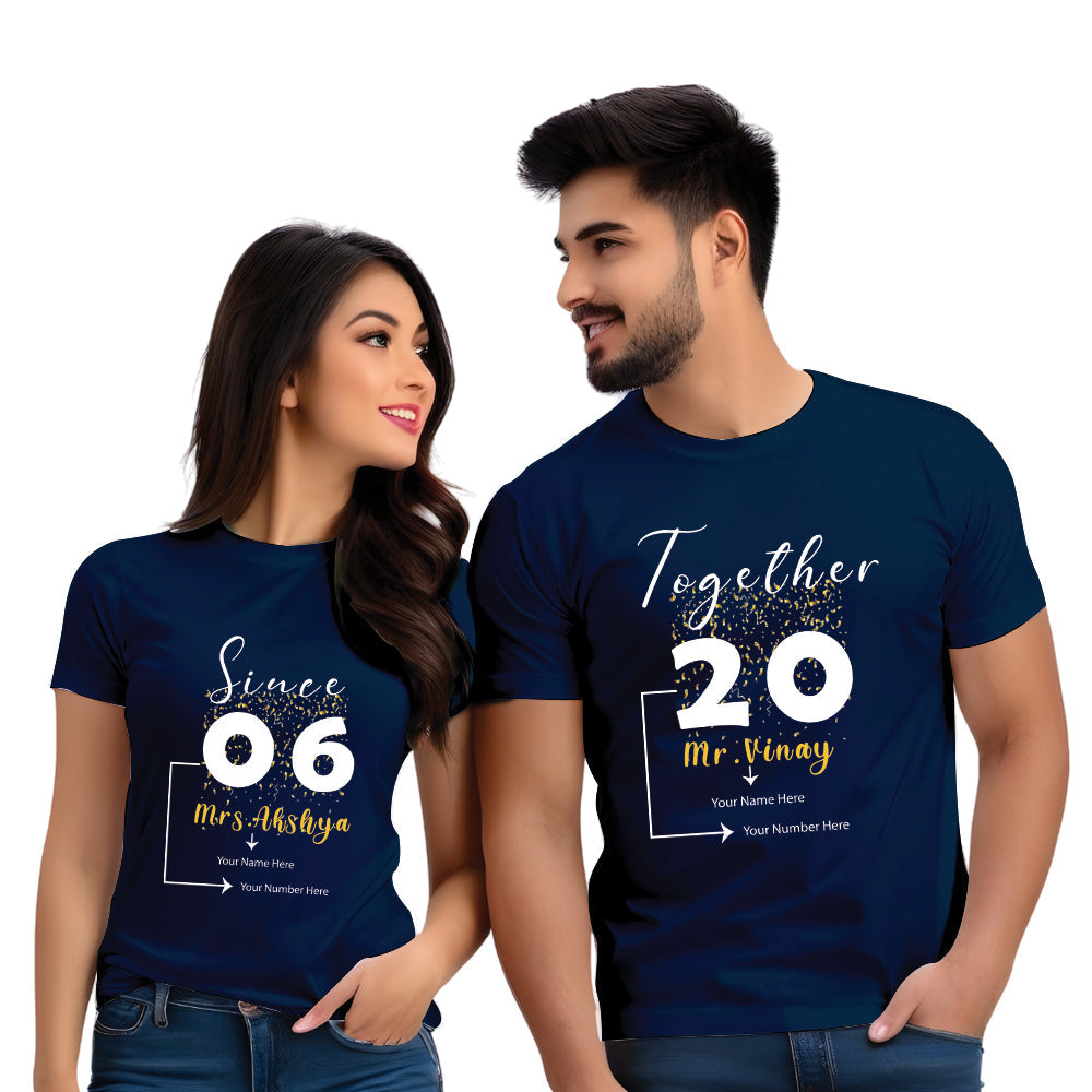 Together Since Print Couple T Shirt