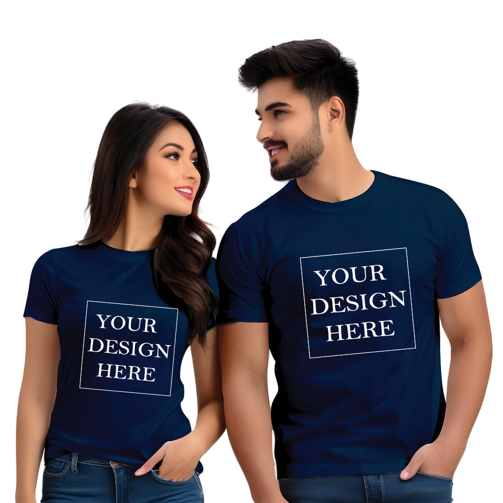 Your Design Here Print Couple T Shirt