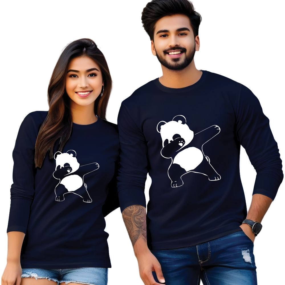 Full sleeve Dapping Panda printed couple T Shirt