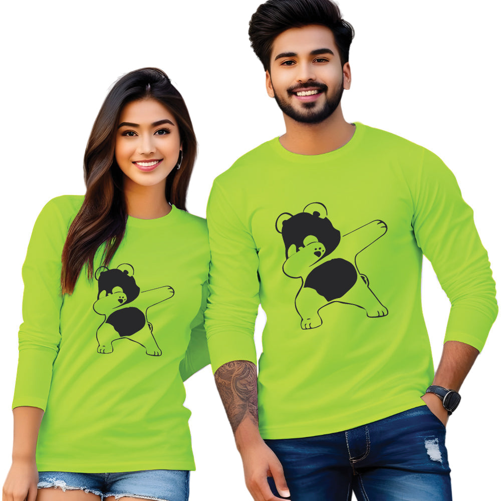 Full sleeve Dapping Panda printed couple T Shirt