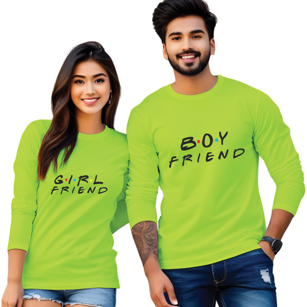 Full Sleeve Boy Friend Girl Friend Couple T Shirt