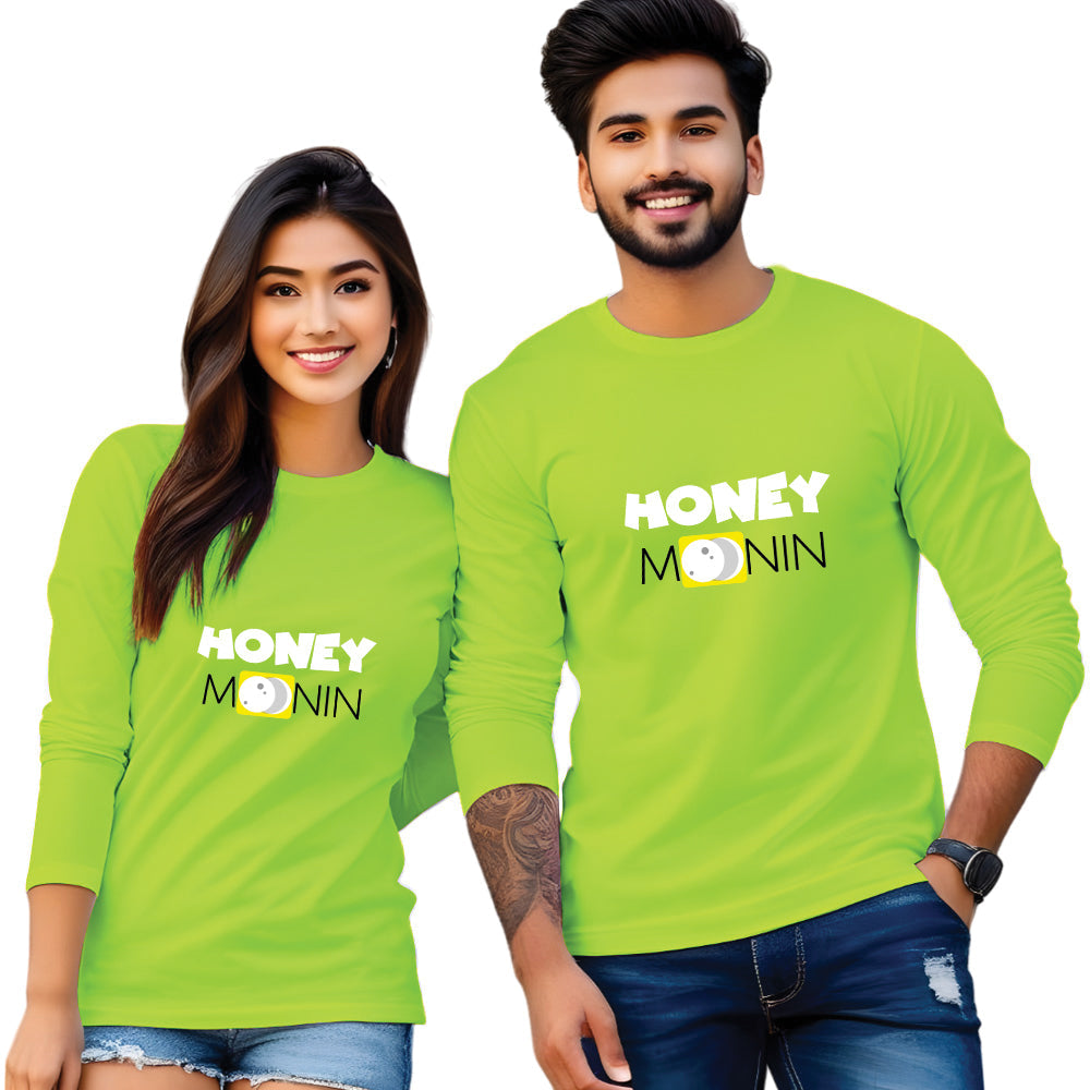 Honey Moon Full Sleeve Couple T Shirt