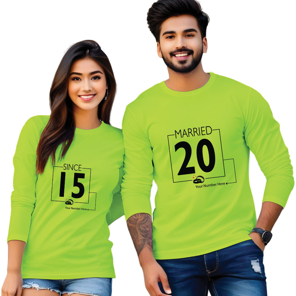 Married 20 & Since 15 Print Full Sleeve Couple T Shirt