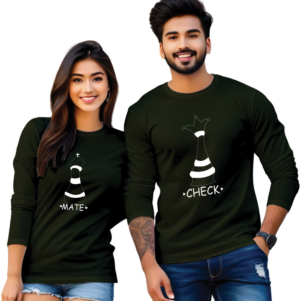 Checkmate Printed Couple T-Shirt