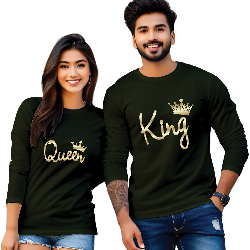 King & Queen Full Sleeve Couple T Shirt