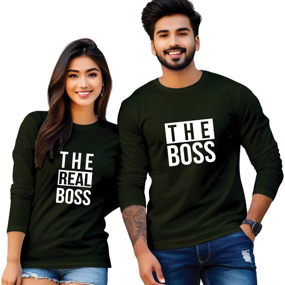 The Real Boss & The Boss full Sleeve Couple T Shirt