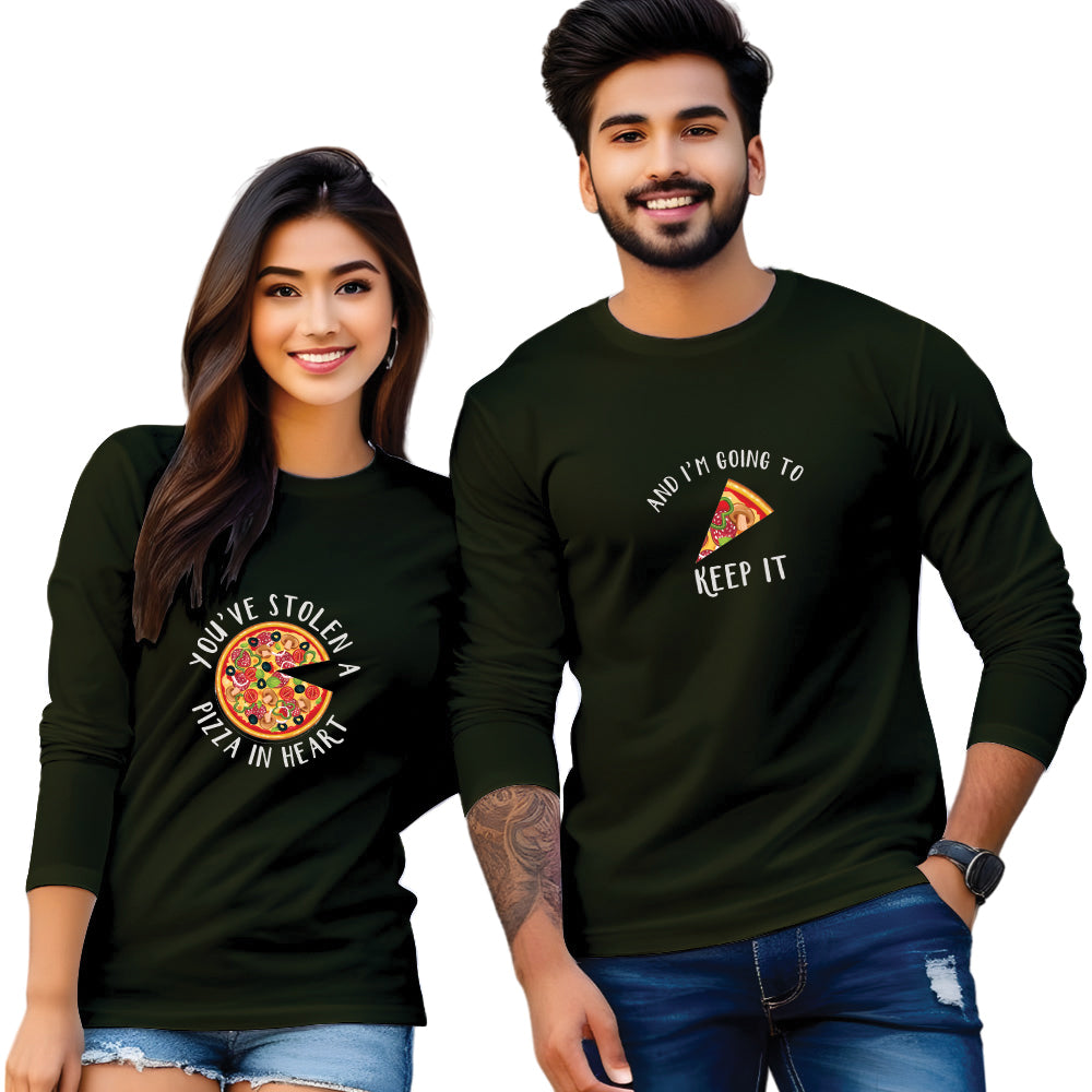 Full Sleeve Couple Printed T Shirt