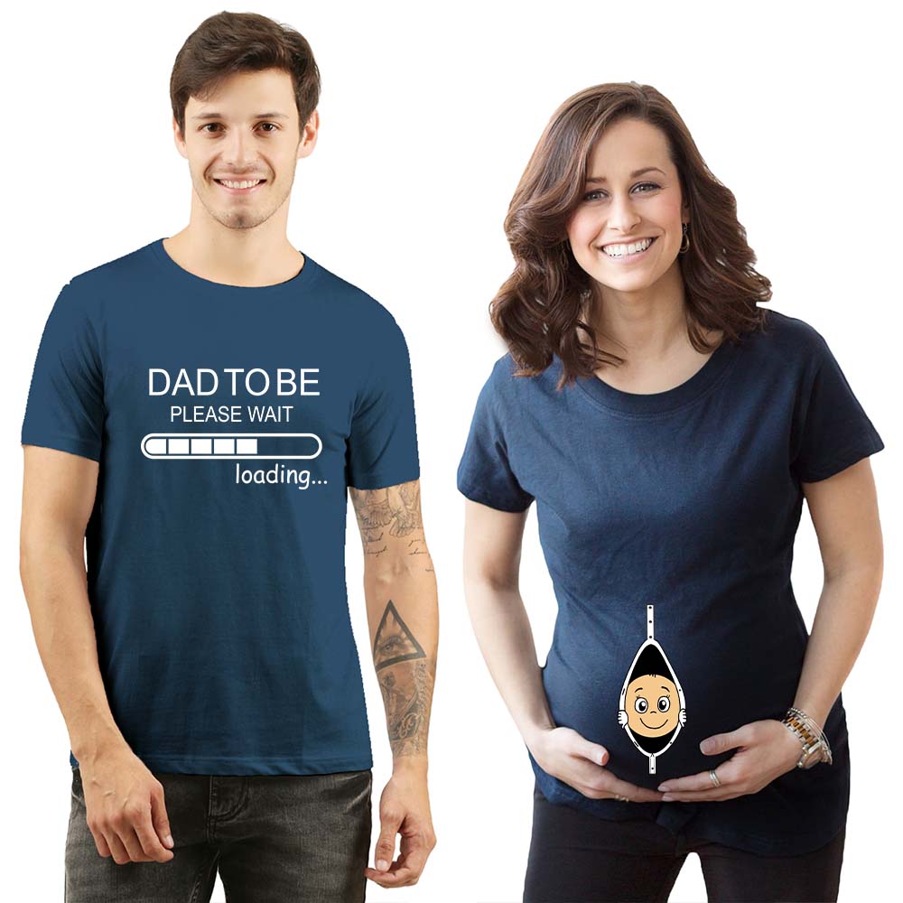 Peek-a-Boo Dad Loading Maternity Couple Tshirts