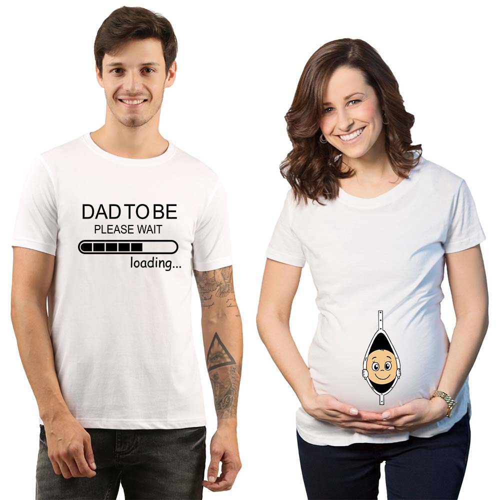Peek-a-Boo Dad Loading Maternity Couple Tshirts