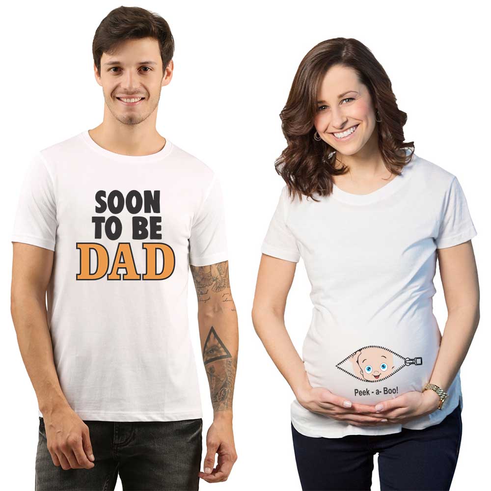 Peek-a-Boo Baby Soon to be dad Couple Tshirts