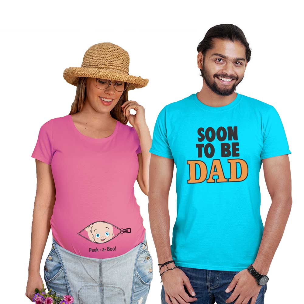 Peek-a-Boo Baby Soon to be dad Couple Tshirts