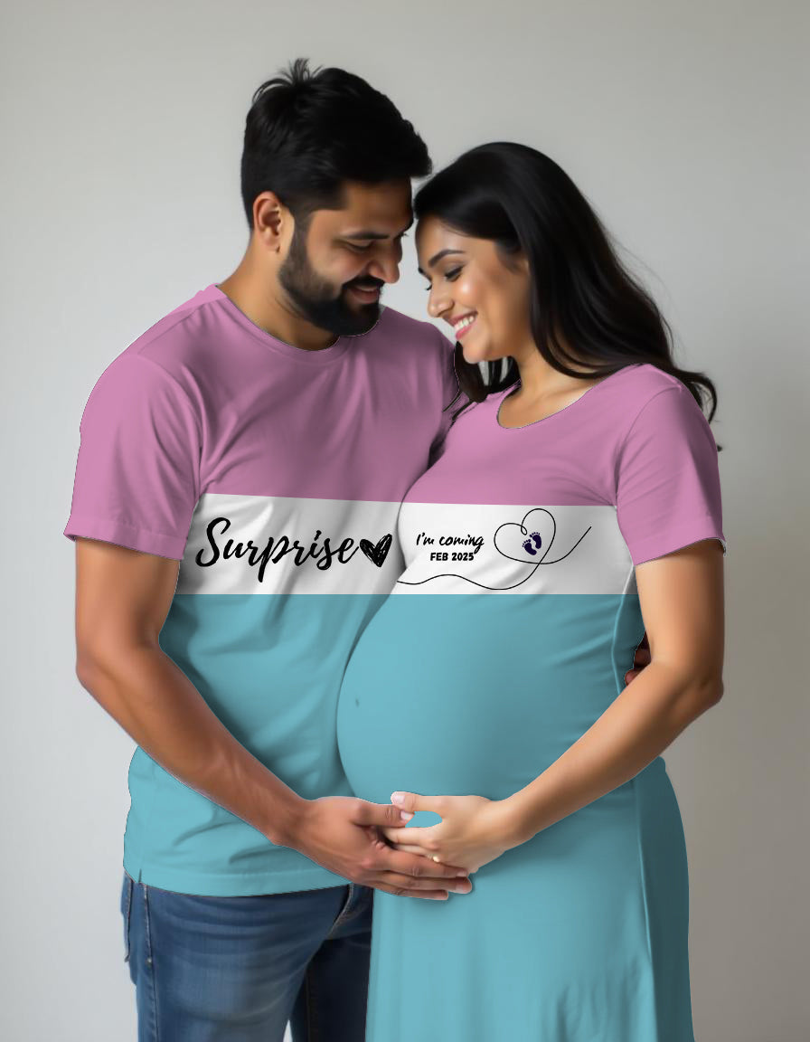 Customised Color Block T-shirt Dress for Women and Tshirt for Men