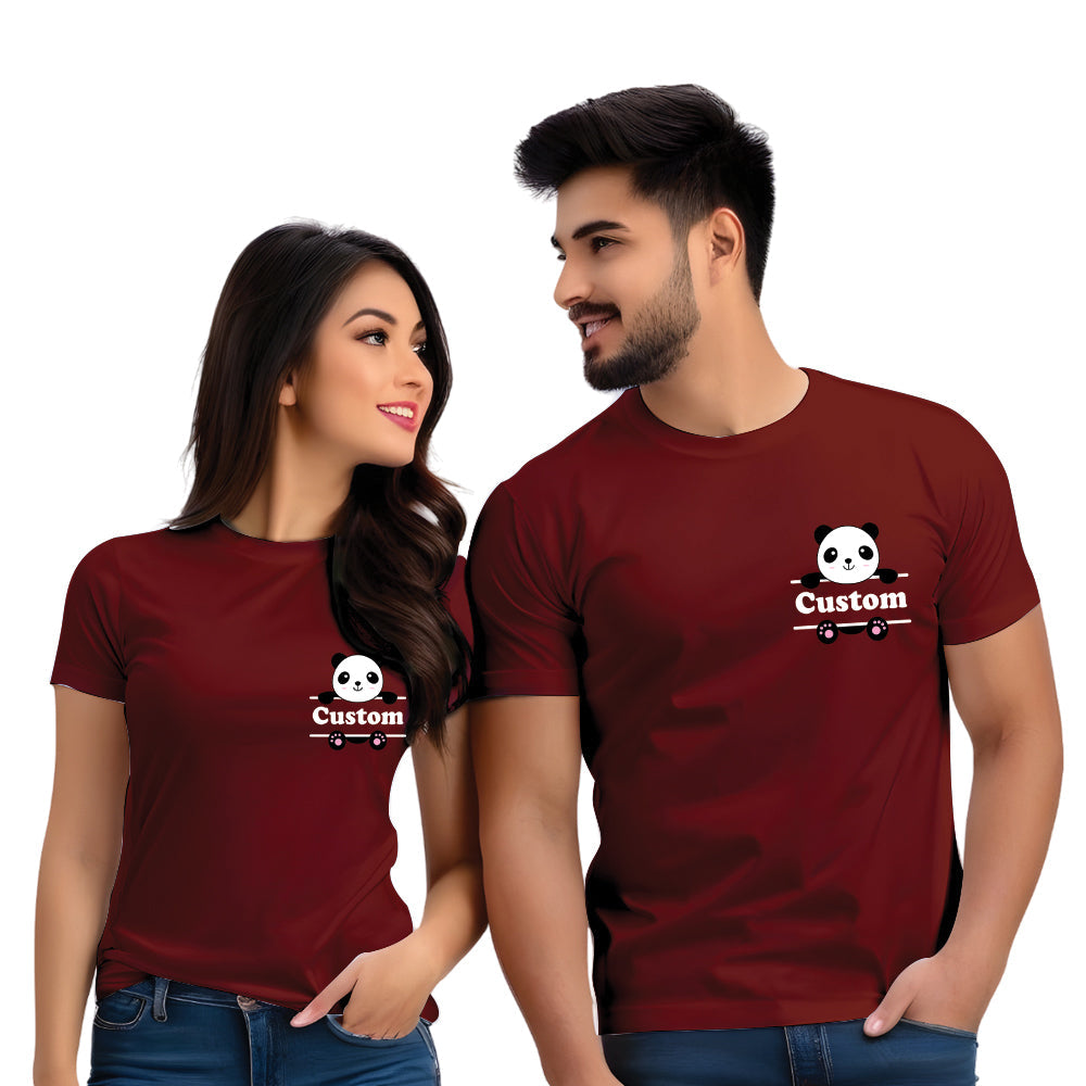Half sleeve Panda printed couple T Shirt