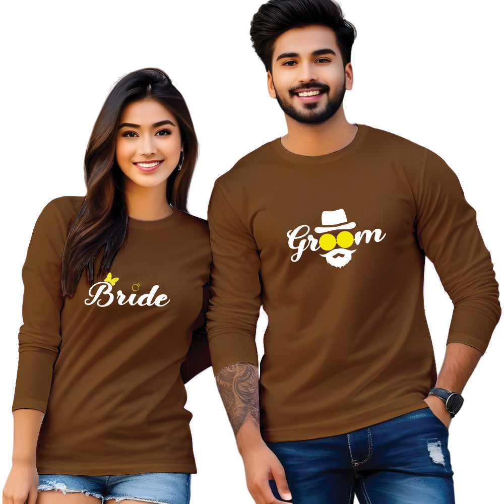 Bride Groom Printed Couple T Shirt