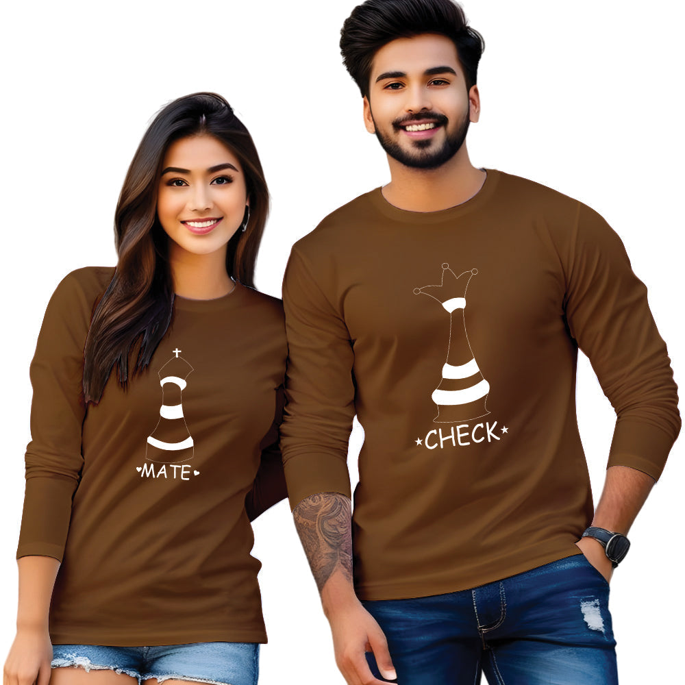 Checkmate Printed Couple T-Shirt