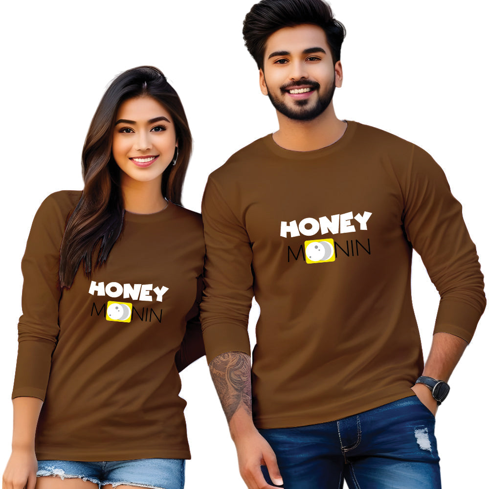 Honey Moon Full Sleeve Couple T Shirt