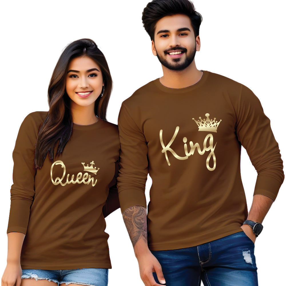 King & Queen Full Sleeve Couple T Shirt