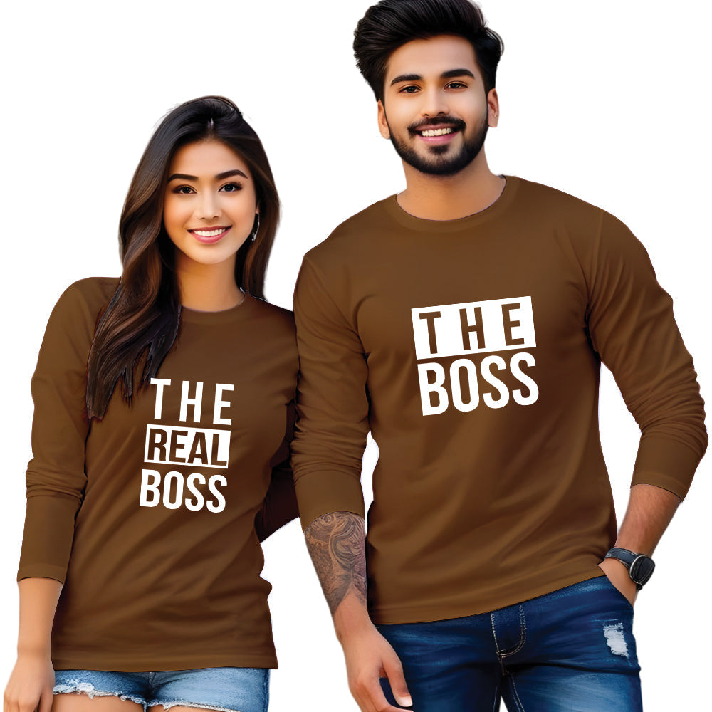 The Real Boss & The Boss full Sleeve Couple T Shirt