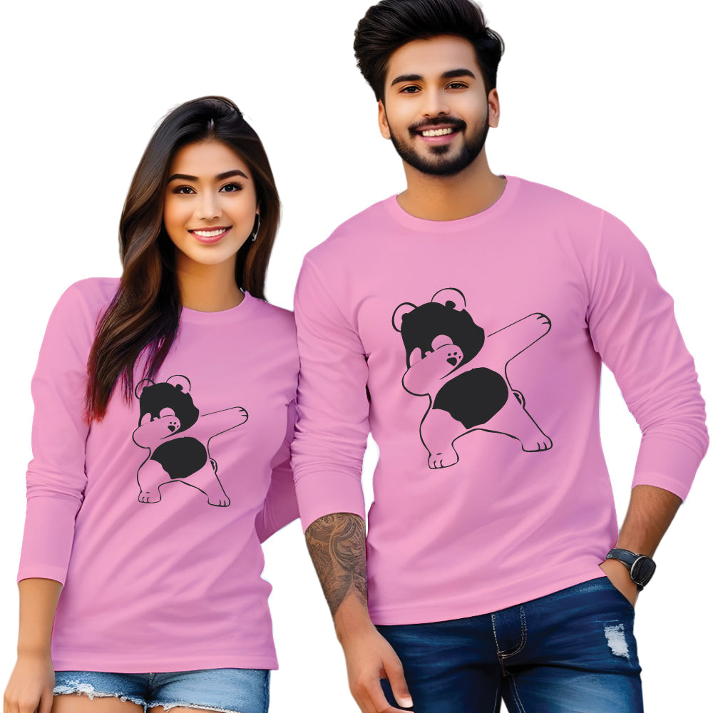 Full sleeve Dapping Panda printed couple T Shirt