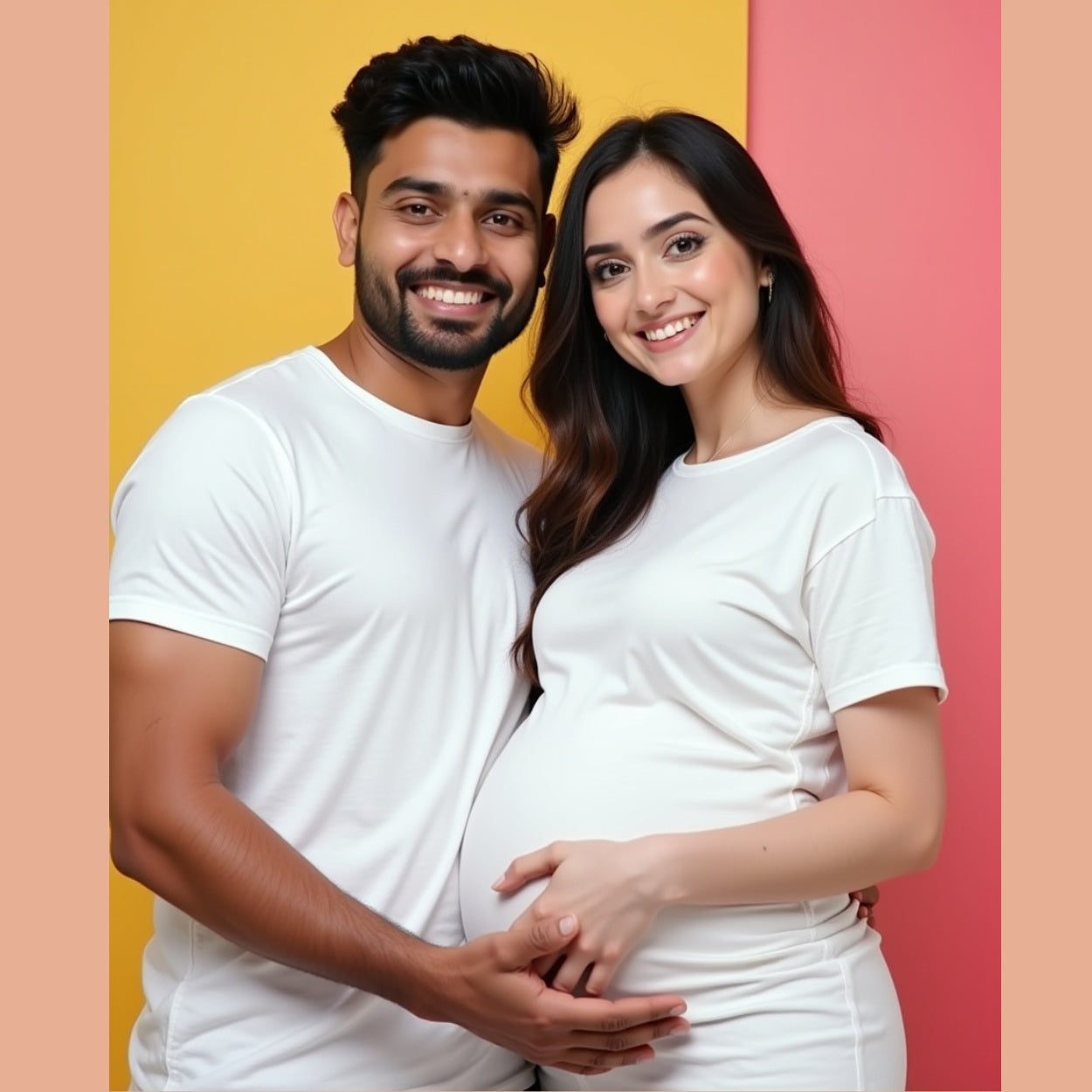 Plain White Maternity Couple T-Shirts