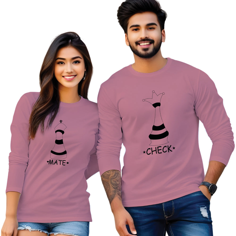 Checkmate Printed Couple T-Shirt