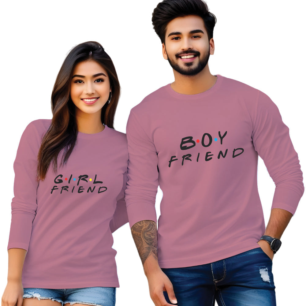 Full Sleeve Boy Friend Girl Friend Couple T Shirt
