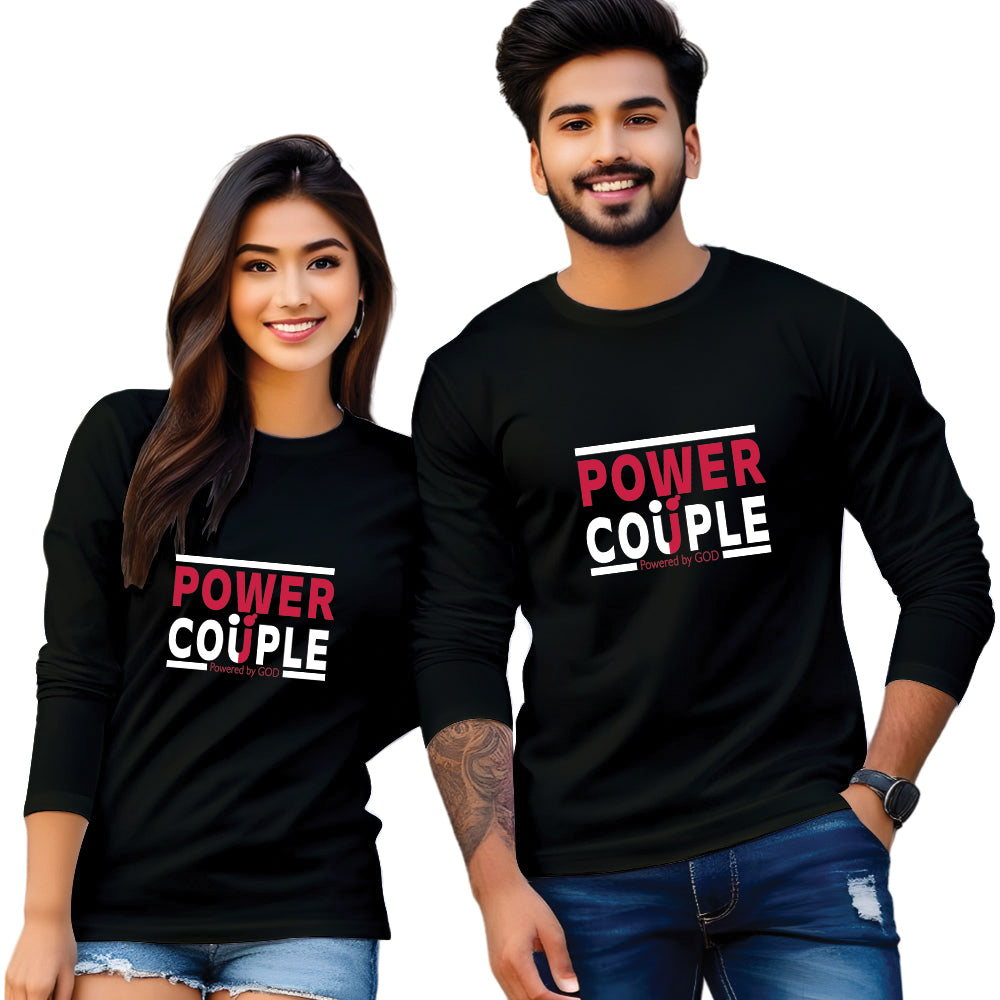 Power Couple Full Sleeve Print T Shirt